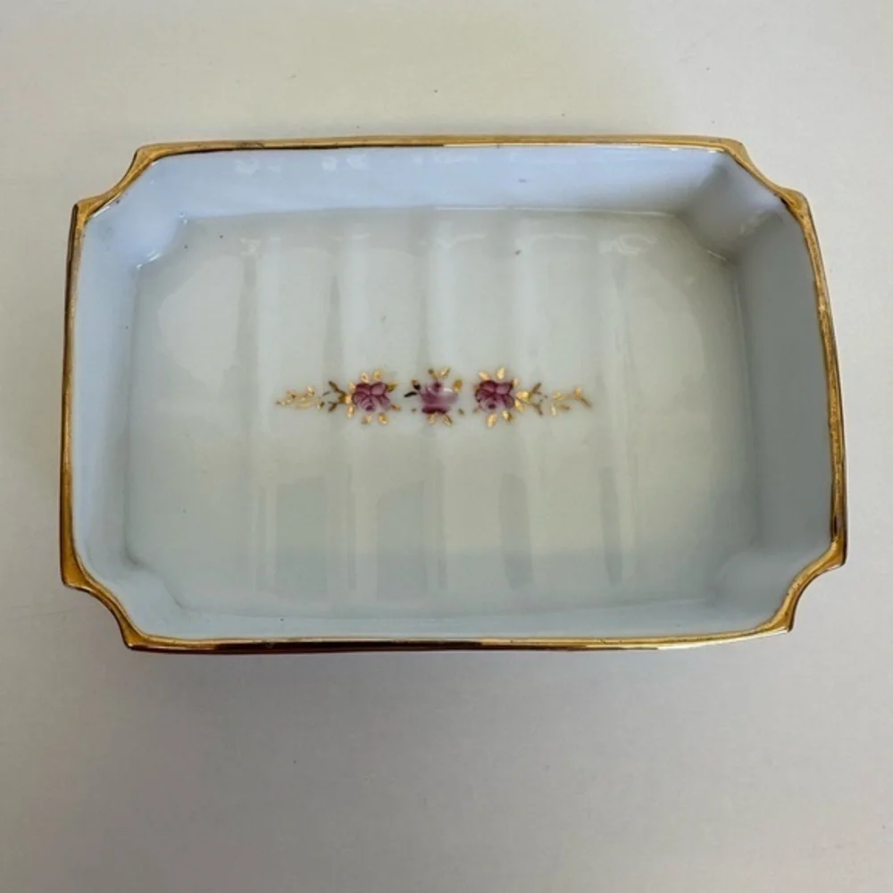 1956 Lefton Vanity Dresser Bottles & Soap Dish Hand Painted Rhinestones/Cork Set